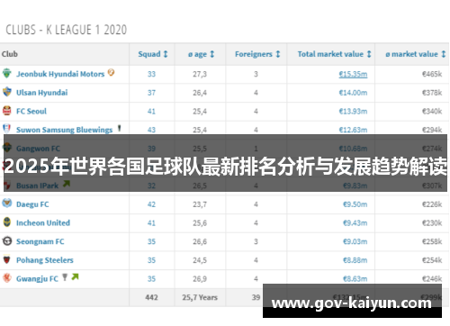 2025年世界各国足球队最新排名分析与发展趋势解读